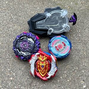 Beyblade Battling Tops Retro Spinning Toys Set of 3 with Burst BeyLauncher